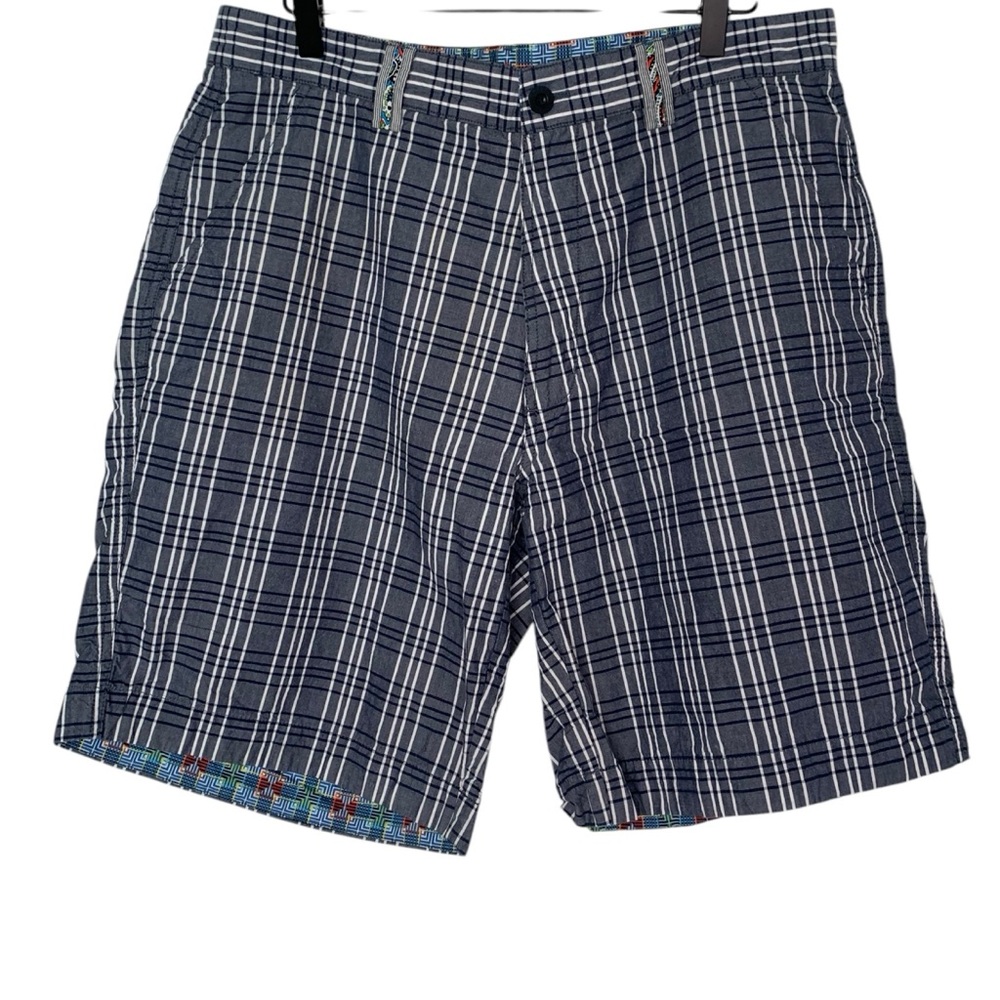 Robert Graham Size 34 Grey Plaid Colorful Trim Men’s Plaid Summer Cotton Shorts